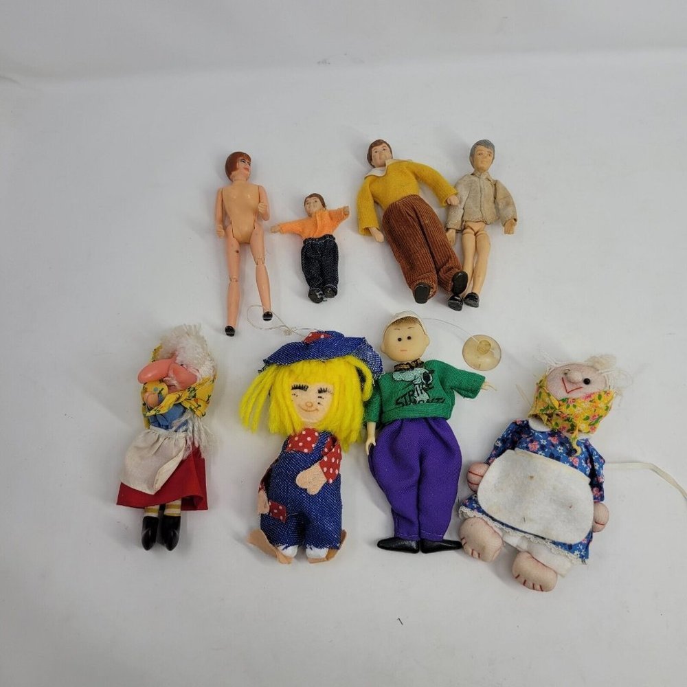 Assorted Vintage lot of 8 Estate Project Dolls  Under 6" man woman granny 80s